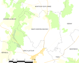 Mapa obce Saint-Gratien-Savigny