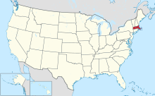 Map of the United States with Massachusetts highlighted