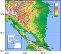 Nicaragua domborzati térképe