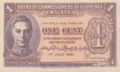 Billete dun centavo das Colonias do Estreito (1941).