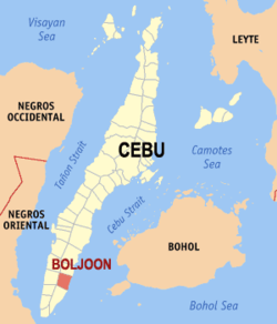 Mapa ning Cebu ampong Boljoon ilage