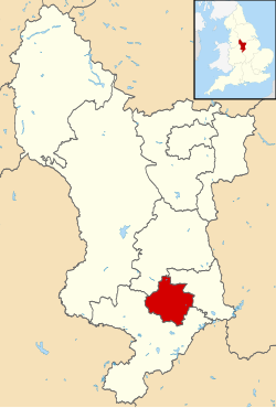 Derbyn sijainti Englannissa ja Derbyshiressä.
