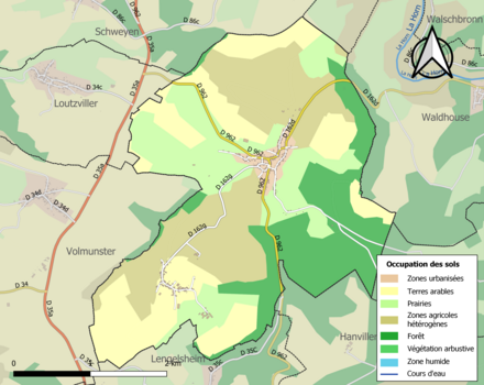 Carte en couleurs présentant l'occupation des sols.