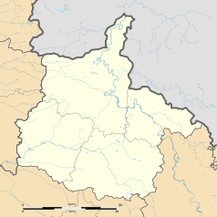 Mapa konturowa Ardenów, blisko centrum po lewej na dole znajduje się punkt z opisem „Coucy”