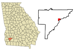 Location in Baker County and the state of Georgia
