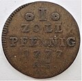 Zollpfennig Hessen-Darmstadt, Jahr 1777 Wertseite