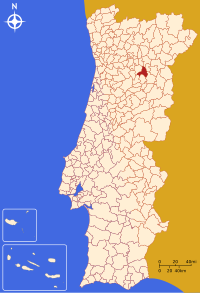 Sernancelhe belediyesini gösteren Portekiz haritası
