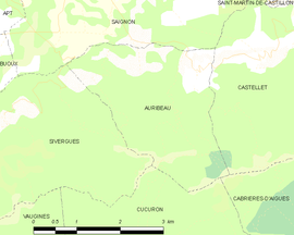 Mapa obce Auribeau