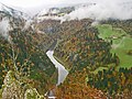 Die kloof van die Doubs tussen la Goule en Goumois gesien vanaf die ruïnes van Spiegelberg (Muriaux, JU)