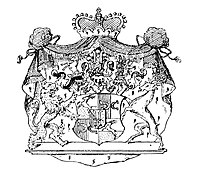 Gemehrtes Wappen der Fürsten von Dietrichstein, Grafen von Proskau, Inhaber der Stadt Nikolsburg