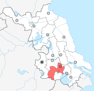 Location of Changzhou City jurisdiction in Jiangsu