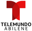 The Telemundo logo, two overlapping curved shapes forming a red "T", and on two lines below, the words "Telemundo" and "Abilene"