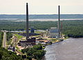 Coal-burning power plants on the Mississippi River in Alma, Wisconsin