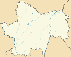 Mapa konturowa Saony i Loary, na dole nieco na lewo znajduje się punkt z opisem „Saint-Symphorien-des-Bois”