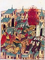 Il saccheggio di Suzdal' effettuato da Batu Khan nel 1238, miniatura di una cronaca del XVI secolo