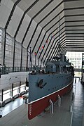 Restored Chinese coastal defence ship Zhongshan, as a museum ship in the Zhongshan Warship Museum.