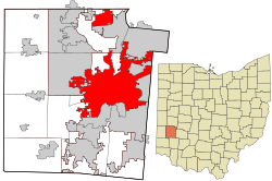 Location in Montgomery County and the state of Ohio