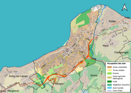 Carte en couleurs présentant l'occupation des sols.