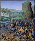 『ギルボアの戦い』（1470年頃） 『ユダヤ古代誌』フランス語翻訳版のミニアチュール。
