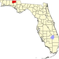 Map of Florida highlighting Holmes County