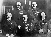 Кеңес Одағының алғашқы бес маршалы (солдан оңға): Тухачевский, Ворошилов, Егоров (отырған), Буденный мен Блюхер (тұрған)