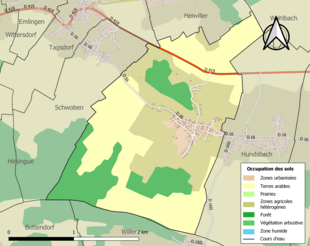 Carte en couleurs présentant l'occupation des sols.