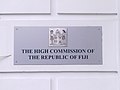Plaque outside the High Commission depicting the Coat of arms of Fiji