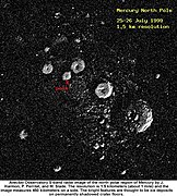 Imagen radar del polo norte de Mercurio