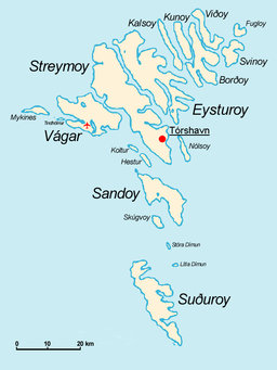 Karta över Färöarna.