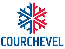 Logotype de la station de Courchevel montrant un flocon de neige stylisé aux couleurs du drapeau tricolore français.