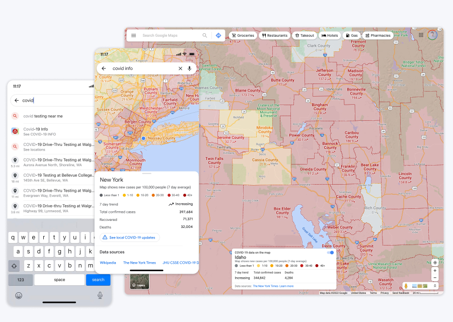 The COVID-19 info layer in Google Maps