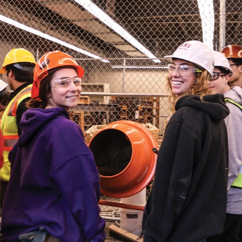 UW lab students in construction gear.