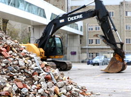 Construction equipment at the Biomedical Research Facility site