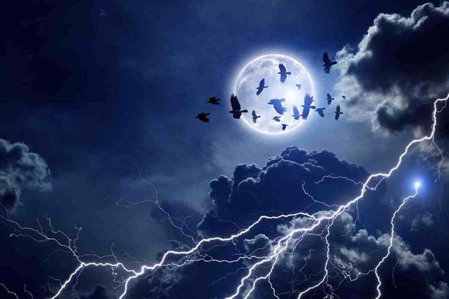 Lightning Storm Moon Wallpaper