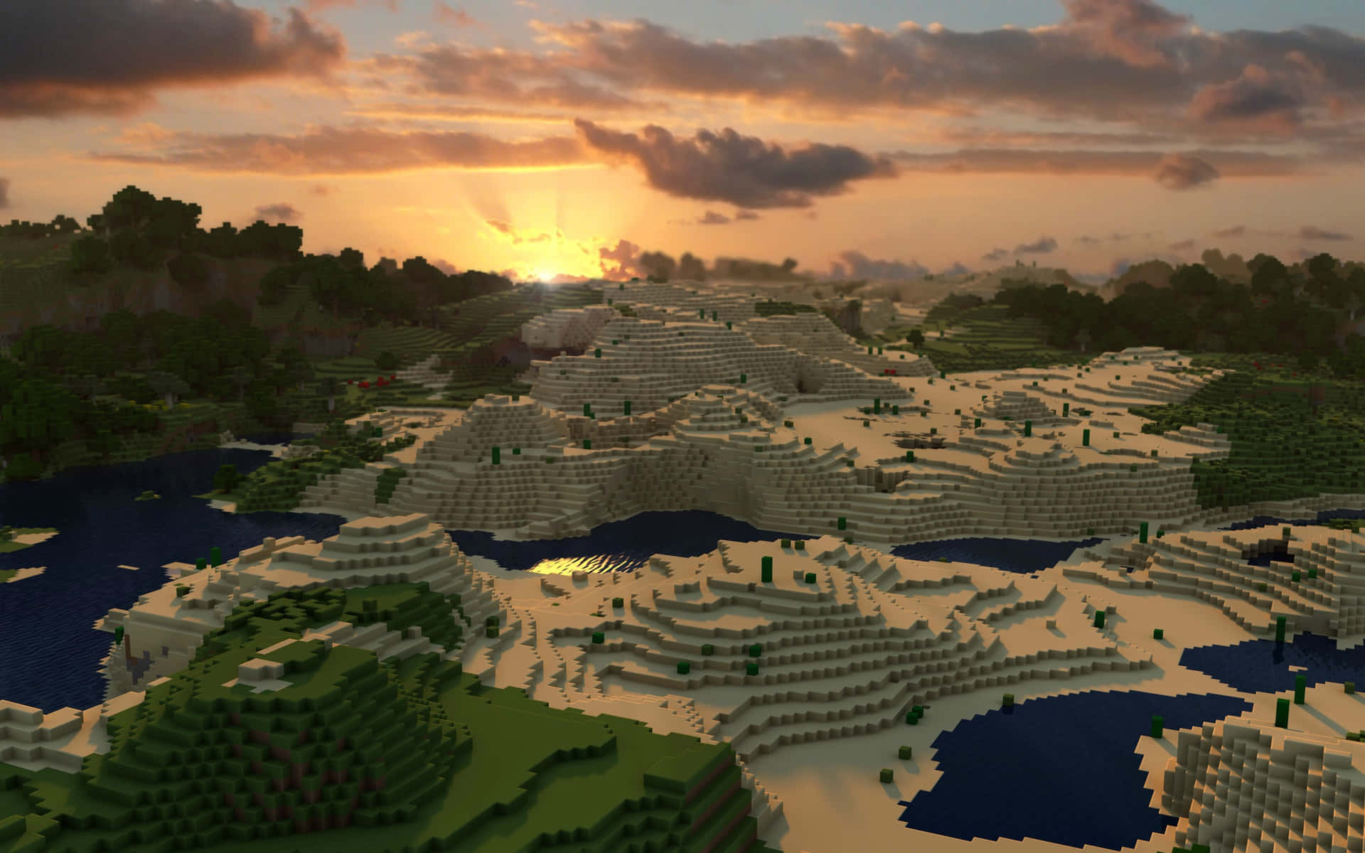 Minecraft Solnedgang Wallpaper