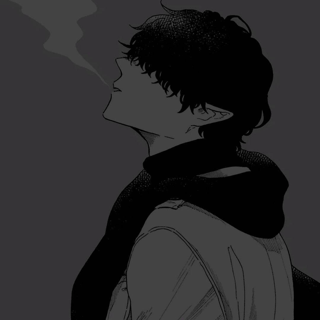 Black And White Anime Boy With Smoke Wallpaper