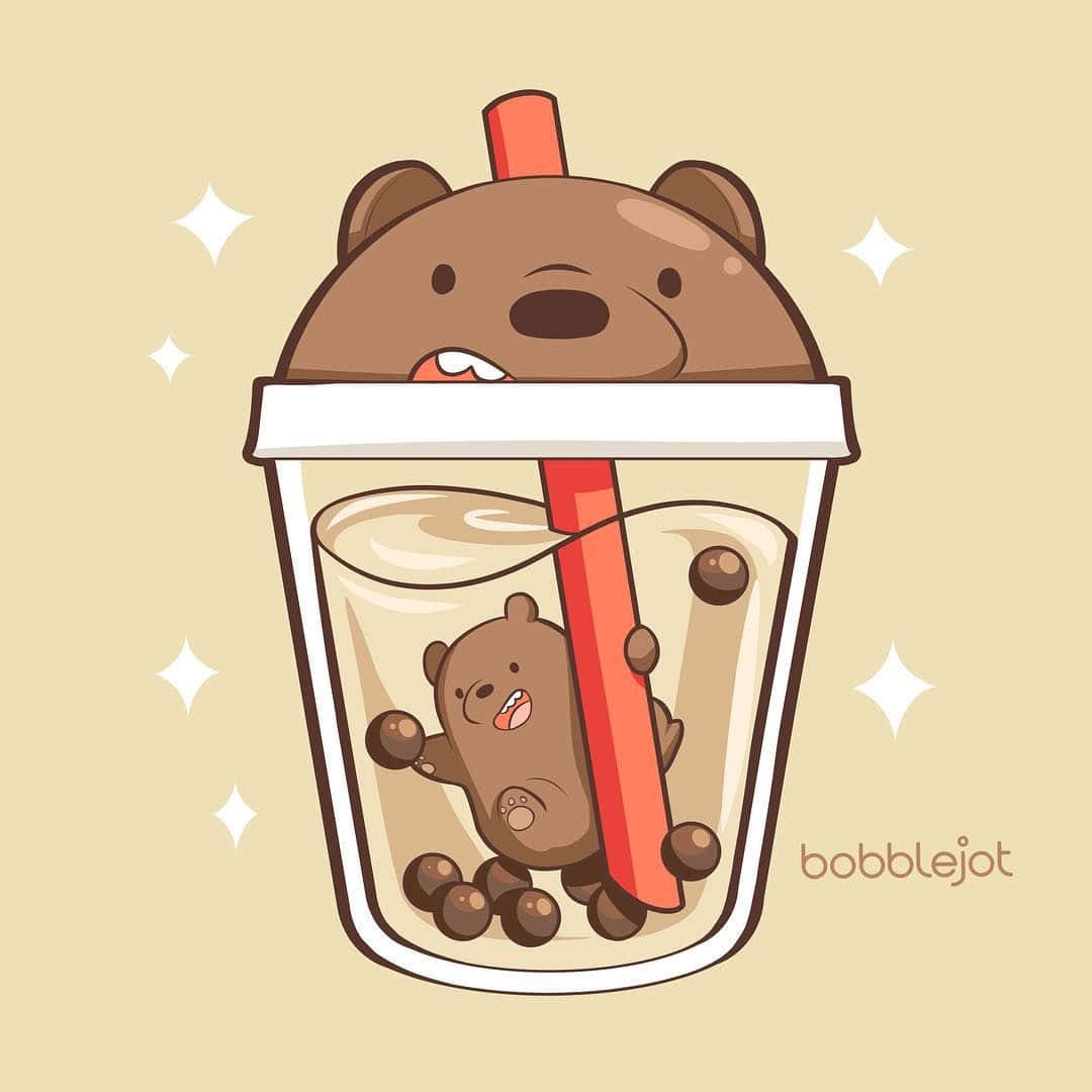 Sötboba Med En Grizzly Cup-lock. Wallpaper