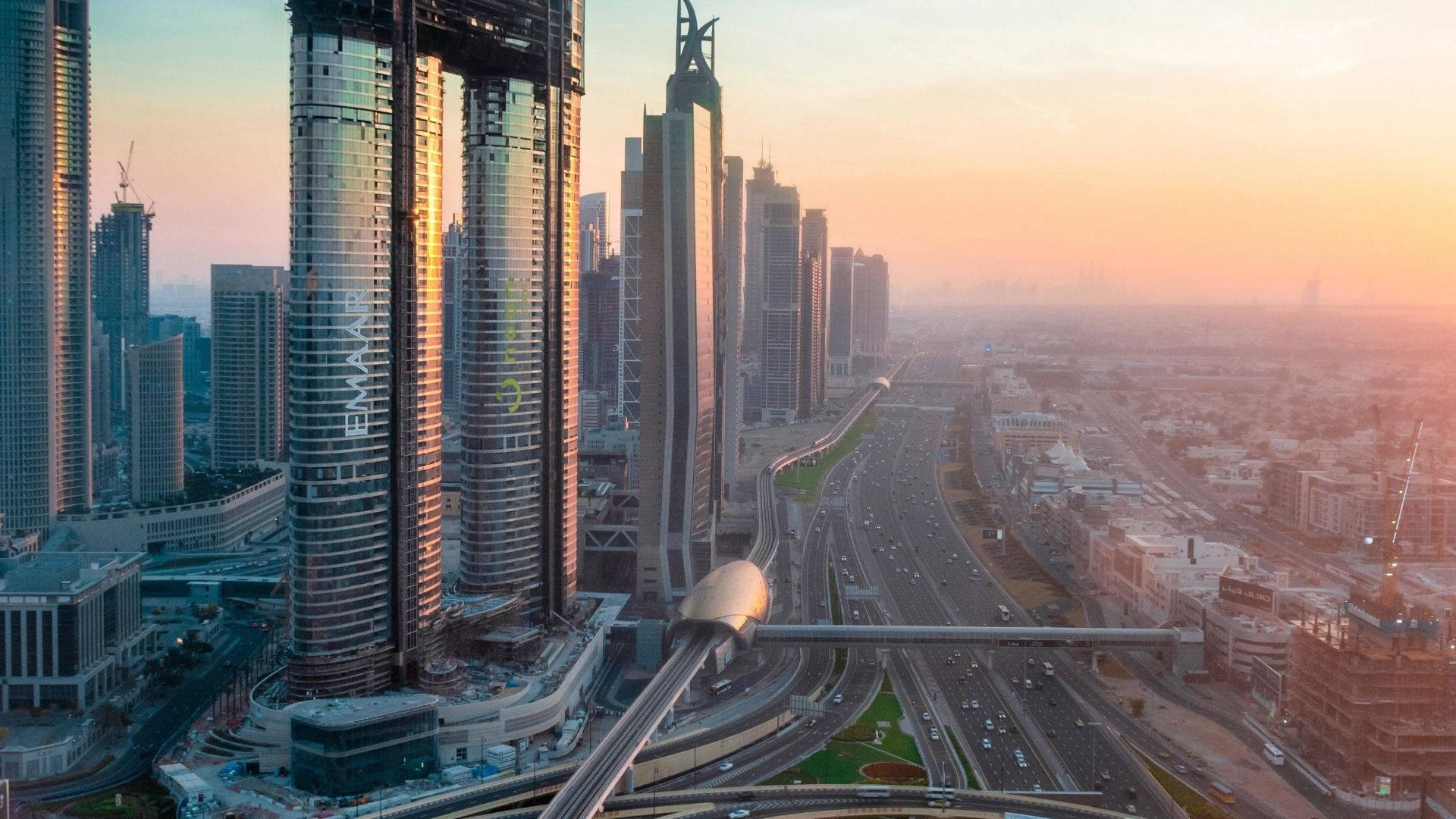 Scenario Del Tramonto Di Dubai Sfondo