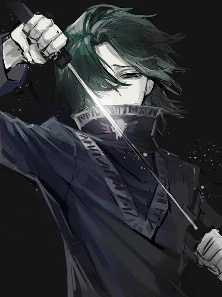 A Character With A Sword And Green Hair Wallpaper