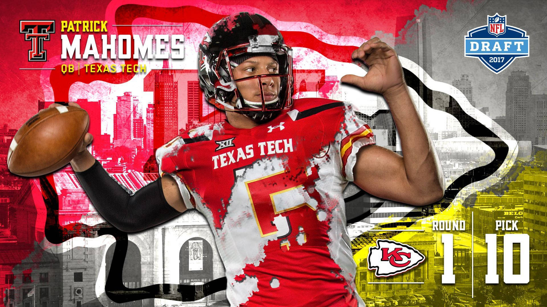 Patrickmahomes Vistiendo Su Jersey De Los Kansas City Chiefs. Fondo de pantalla