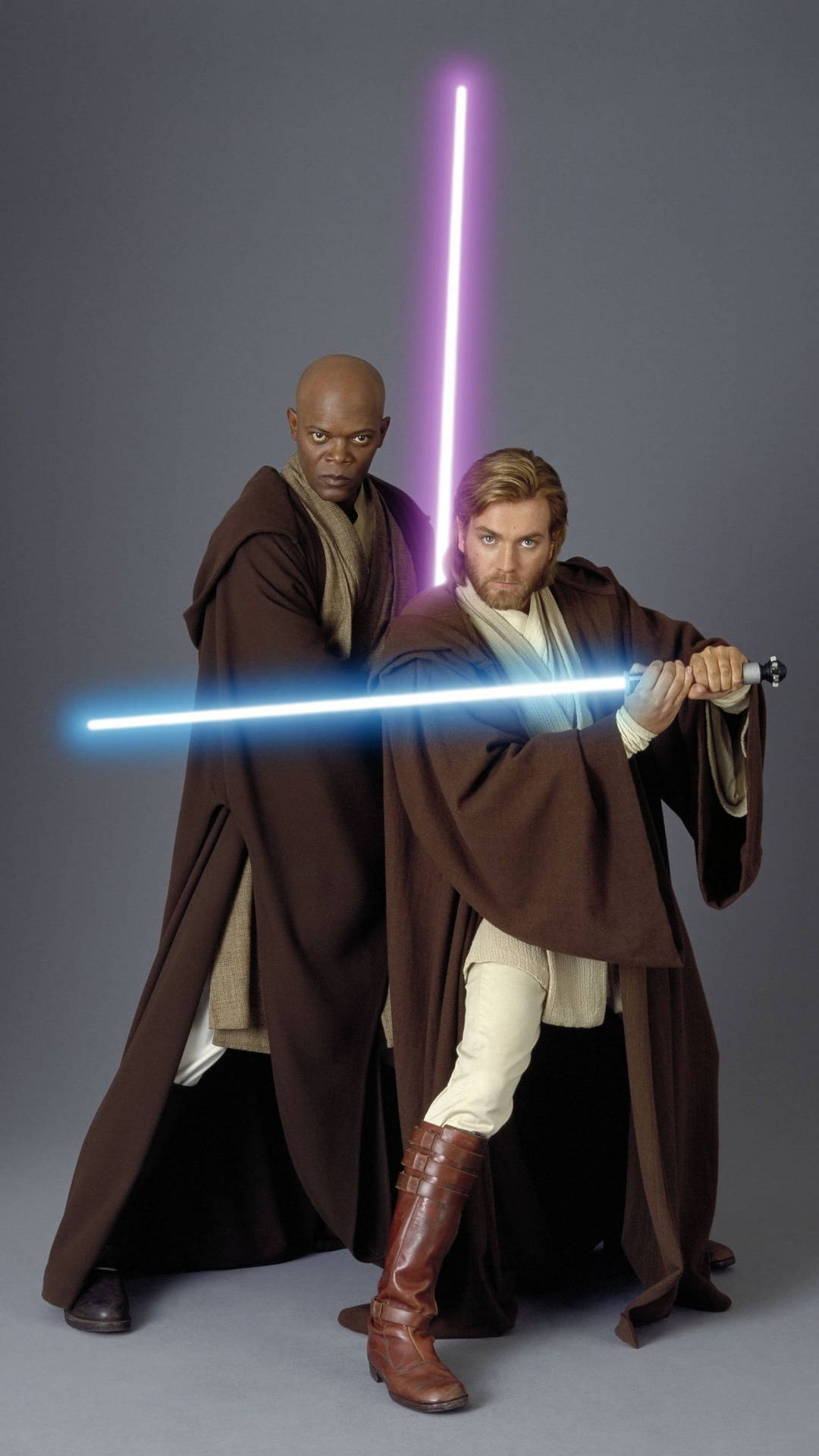 Spada Laser Viola Mace Windu E Obi-wan Sfondo