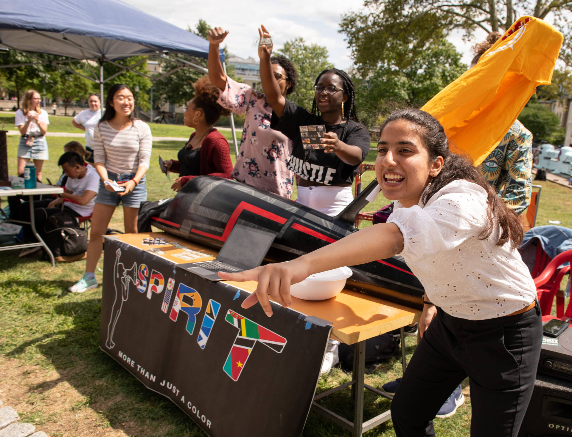 Students Engaging at Booth, Carnegie Mellon University Wallpaper