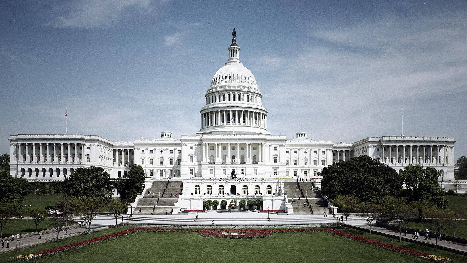 Vistaanteriore Del Campidoglio Di Washington, Dc Sfondo