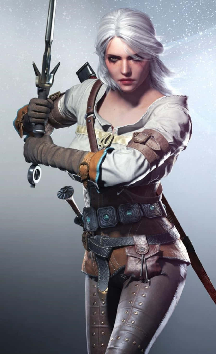 Valienteciri Con Espada Witcher 3 Teléfono Fondo de pantalla