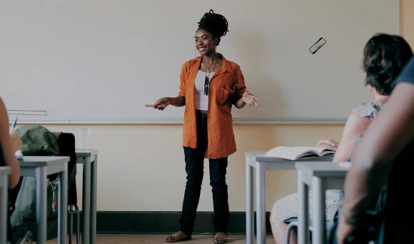 Female teacher in classroom