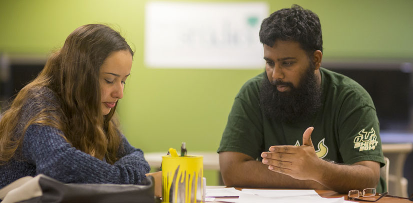 USF Graduate students studying together.