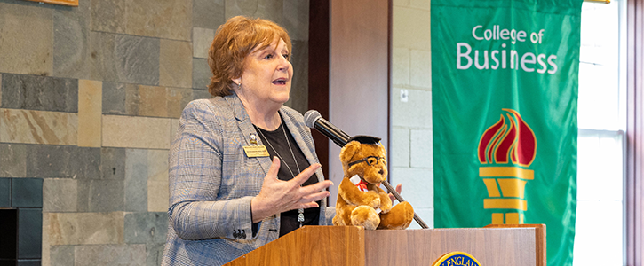 College of Business Dean Walker at the podium