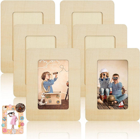 DIY Wood Picture Frames Unfinished Solid Wood Photo Picture Frames for 3 X 5 in Photos Wooden Photo Frames (6 Pieces) - WoodArtSupply