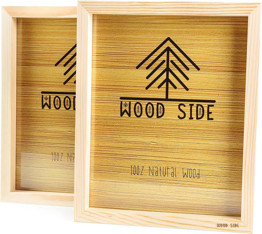 Wooden Picture Frames 8X10" Real Glass Set of 2 100% Eco Unfinished Wood Thick Borders Natural - WoodArtSupply