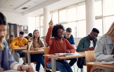 Young adult students in class